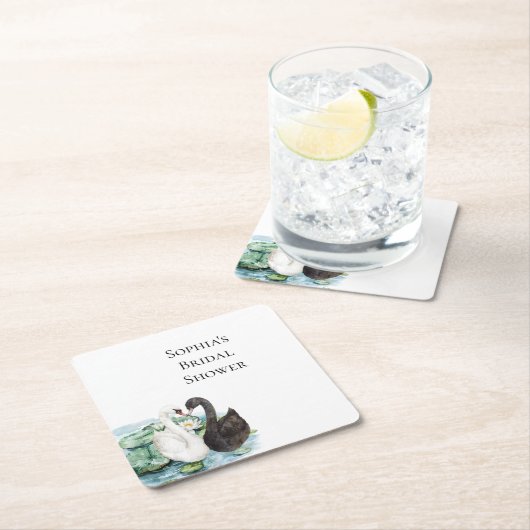 Zwaan Water Lelies Lake Romantisch Vrijgezellenfee Kartonnen Onderzetters (Insitu)