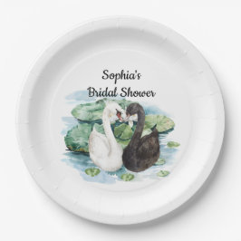 Zwaan Water Lelies Lake Romantisch Vrijgezellenfee Papieren Bordje