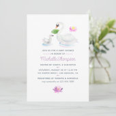 Zwaan waterverf baby shower uitnodiging (Staand voorkant)