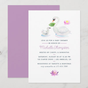 Zwaan waterverf baby shower uitnodiging