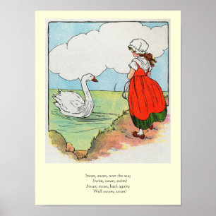 Zwaan, zwaan over het Zee Moeder Gans Kwekerij Rhy Poster