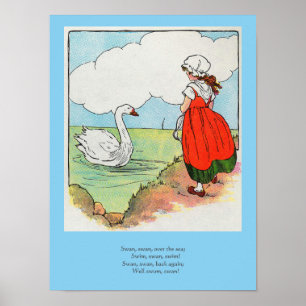 Zwaan, zwaan over het Zee Moeder Gans Kwekerij Rhy Poster