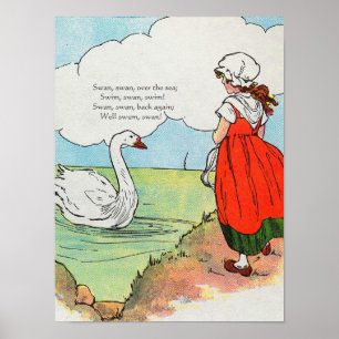 Zwaan, zwaan over het Zee Moeder Gans Kwekerij Rhy Poster