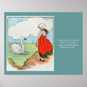 Zwaan, zwaan over het Zee Moeder Gans Kwekerij Rhy Poster