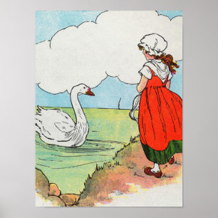 Zwaan, zwaan over het Zee Moeder Gans Kwekerij Rhy Poster
