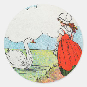 Zwaan, zwaan over het Zee Moeder Gans Kwekerij Rhy Ronde Sticker