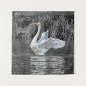 Zwaan Zwart-wit Fotografie Wandkleed (Voorkant)