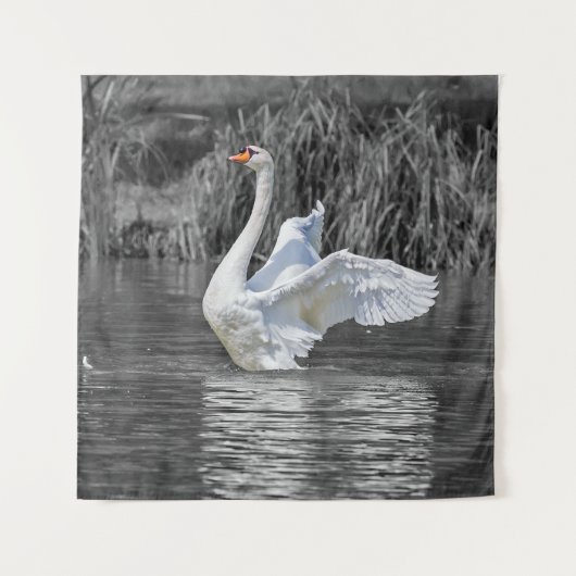 Zwaan Zwart-wit Fotografie Wandkleed (Voorkant)