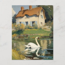 Zwaan Zwemmen in een vijver Briefkaart
