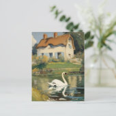 Zwaan Zwemmen in een vijver Briefkaart (Staand voorkant)