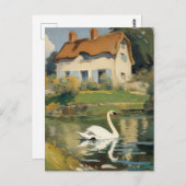 Zwaan Zwemmen in een vijver Briefkaart (Voorkant / Achterkant)