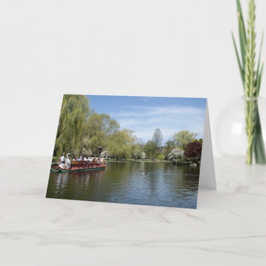 Zwaanboot op het water, Boston MA Kaart (Voorkant)