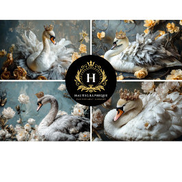 Zwaancollage decoupage tissuepapier