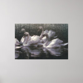 Zwaanmeer in het maanlicht canvas afdruk