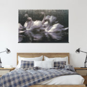 Zwaanmeer in het maanlicht canvas afdruk (Insitu (Slaapkamer))