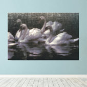 Zwaanmeer in het maanlicht canvas afdruk (Insitu (Houten vloer))