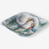 Zwaanmoeder met cygnet papieren bordje (Gebogen)