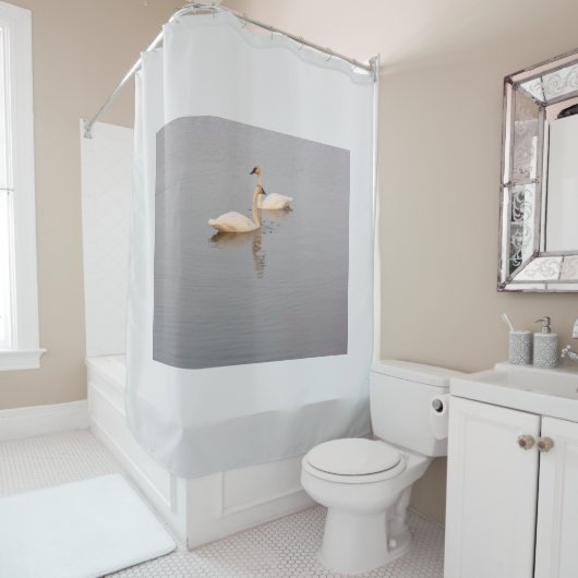 Zwaanpaar douchegordijn (In situ)