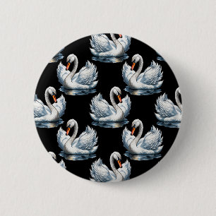 Zwaanvogels patroon ontwerp ronde button 5,7 cm