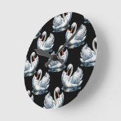 Zwaanvogels patroon ontwerp ronde klok (Hoek)