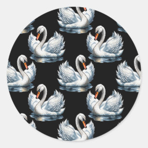 Zwaanvogels patroon ontwerp ronde sticker