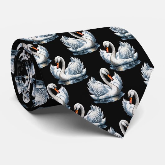 Zwaanvogels patroon ontwerp stropdas (Opgerold)
