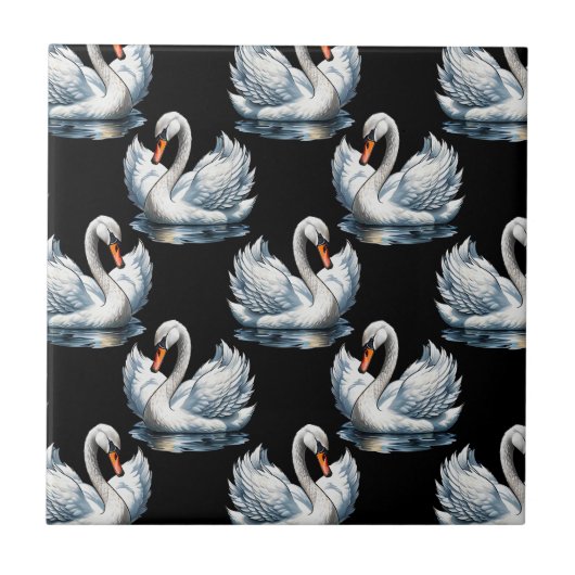 Zwaanvogels patroon ontwerp tegeltje (Voorkant)