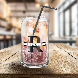 Zwaar gebold monogram en naam zwart/goud ID613 Blikvorm Glas