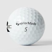 Zwaar gebold monogram en naam zwart/goud ID613 Golfballen (Logo)