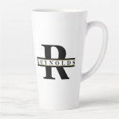 Zwaar gebold monogram en naam zwart/goud ID613 Latte Mok (Rechts)