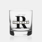 Zwaar gebold monogram en naam zwart/goud ID613 Whisky Glas (Voorkant)