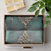 Zwaar goud barok ornament smaragdgroene vintage tissuepapier (Geschenk)