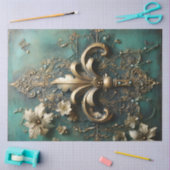 Zwaar goud barok ornament smaragdgroene vintage tissuepapier (Craft)