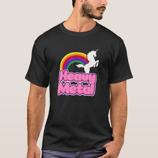 Zwaar Metaal Rainbow Halloween Unicorn Rock Concer T-shirt (Voorkant)