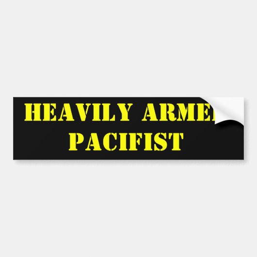 zwaarbewapende pacifist bumpersticker (Voorkant)