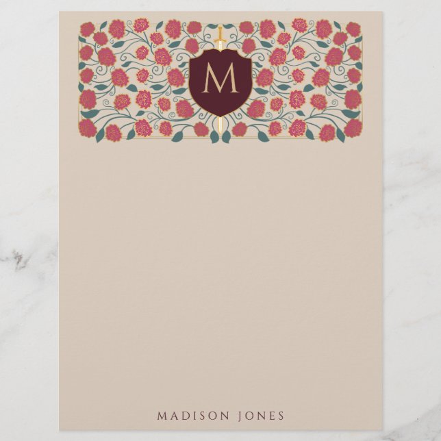 Zwaard en schild middeleeuwse fantasie monogram briefhoofd (Voorkant)