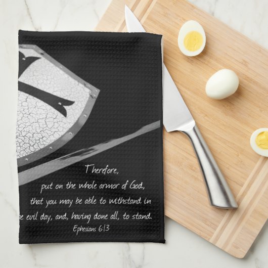 Zwaard en Schild Schrift Geloof Theedoek (Quarter Fold)