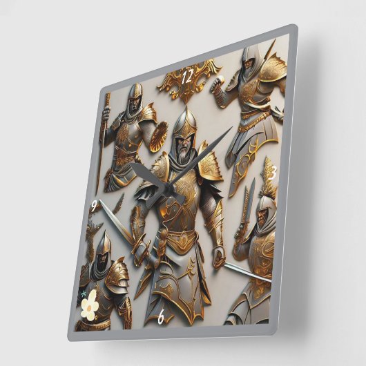 "Zwaard en schild" Vierkante Klok (Hoek)