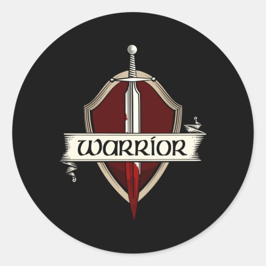 Zwaard krijger wapen middeleeuws zwaardgevecht ronde sticker (Voorkant)