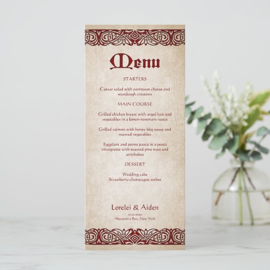 Zwaard Royal Wedding Menu (Staand voorkant)