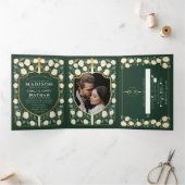 Zwaard & Schild Middeleeuwse Fantasie Bruiloft Gro Drieluik Uitnodiging (Binnen)