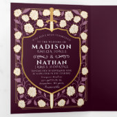 Zwaard & Schild Middeleeuwse Fantasie Bruiloft Roo Drieluik Uitnodiging (Binnenzijde eerst)