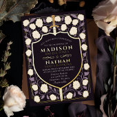 Zwaard & Schild Middeleeuwse Fantasy Monogram Brui Folie Uitnodiging