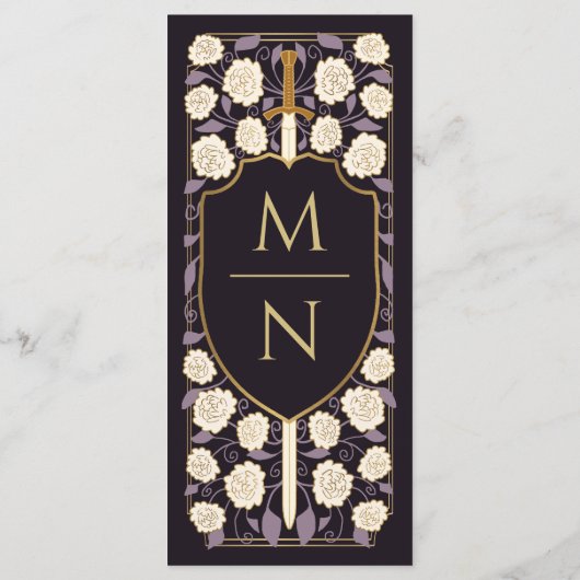 Zwaard & Schild Middeleeuwse Fantasy Monogram Brui Menu (Achterkant)