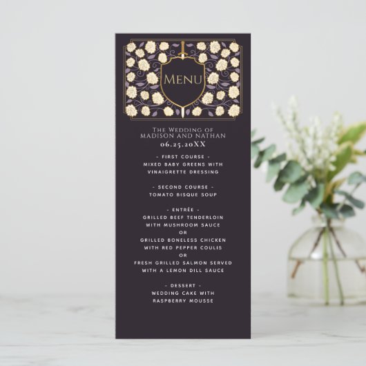 Zwaard & Schild Middeleeuwse Fantasy Monogram Brui Menu (Staand voorkant)