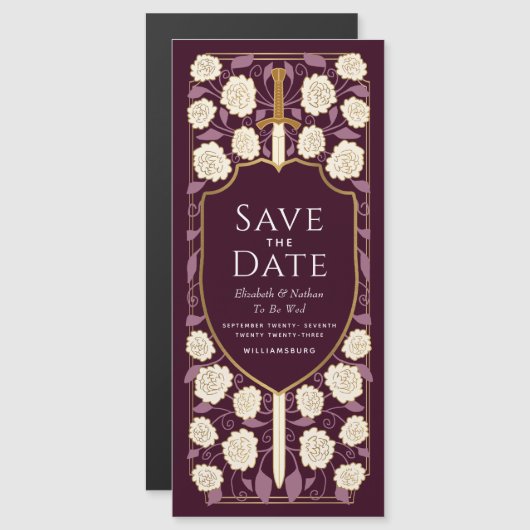 Zwaard & Schild Middeleeuwse Fantasy Sla de datum  Magnetische Uitnodiging (Voorkant / Achterkant)