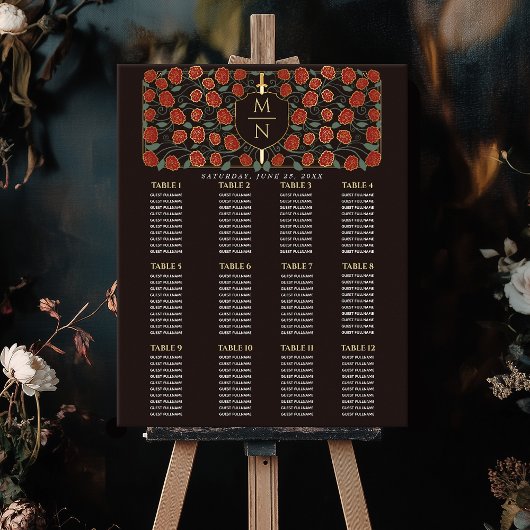 Zwaard & Schild Middeleeuwse Monogram Zitting Graf Poster