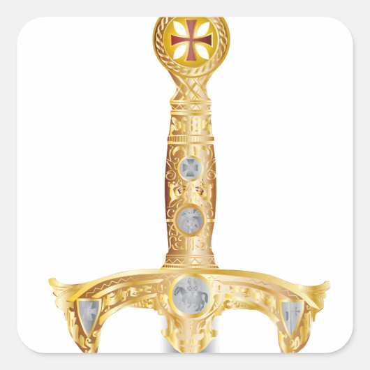 Zwaard van een Ridder Tempeliers Vierkante Sticker (Voorkant)