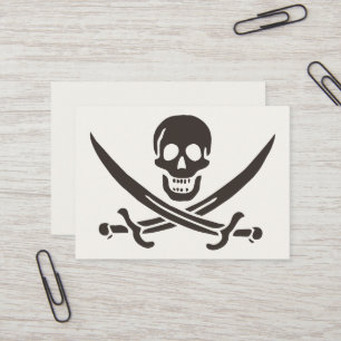 Zwaard van Obsidiaan Schedel Piratenvlag van Calic Visitekaartje