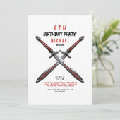 Zwaard Verjaardagsfeest Uitnodiging (Staand voorkant)